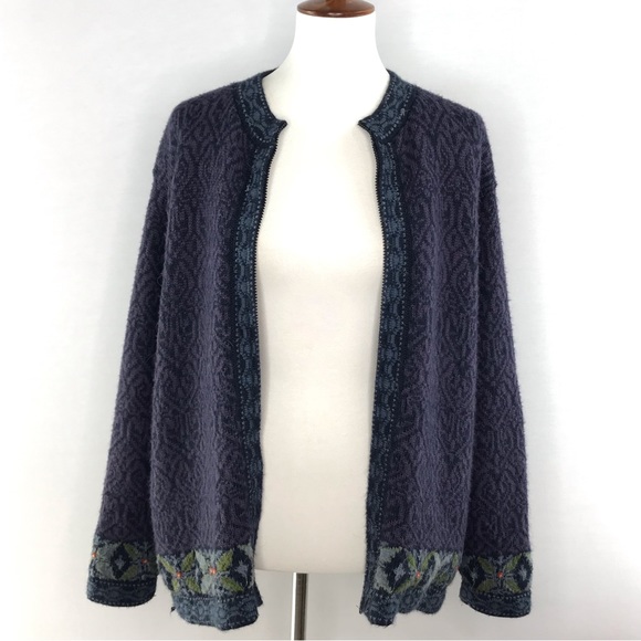 Alpaca Nature Purple Alpaca Wool Fully Lined Front Zip Sweater Jacket Size L - Picture 2 of 16